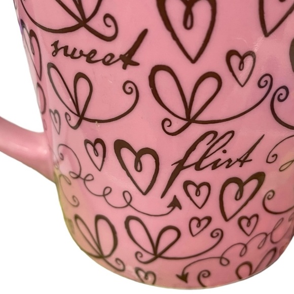 STARBUCKS 2006 Coffee Mug "FLIRT," "SWEET" & Pink Hearts Decorate Cup 17 oz EUC - Picture 7 of 14